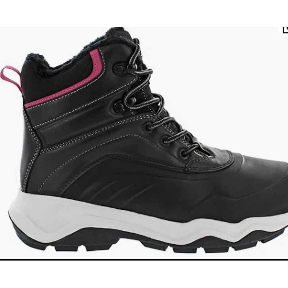 Khombu Women's Riley Outdoor Hiking Boots Black with Pink Accents Size 7 - Picture 2 of 5